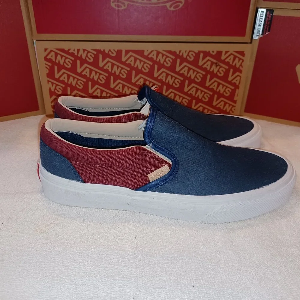Vans Men's 8/Women's 9.5 Classic Slip On (textured Suede) Sailor Blue/Port